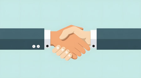 Successful business handshake sealing the deal with partnership agreement in modern corporation, vector artの素材
