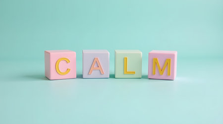 Discover inner peace with this pastel 'CALM' message for mindful relaxation and serenity nowの素材