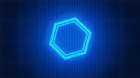 Dynamic blue hexagon shines with modern neon glow, ideal for tech or futuristic themesの素材