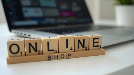 Boost online shop sales with a modern laptop and online business resources for success growthの素材