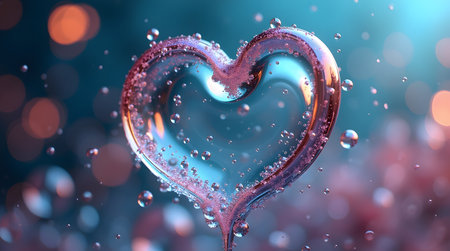 Theme Valentines, Transparent bubbles forming a love shapeの素材