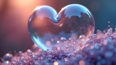 Theme Valentines, Transparent bubbles forming a love shapeの素材