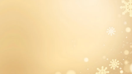 gold Christmas holiday backdrop with delicate snowflakes and bokeh lightsの素材