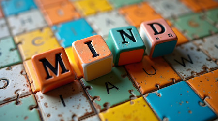 Cultivate a mindful state of mind using playful letter blocksの素材