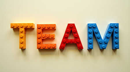 Colorful team building blocks for success and collaboration conceptの素材