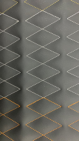 Beautiful thread stitching on the black leather.の写真素材