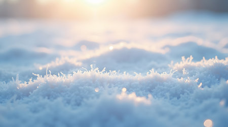 Theme Christmas, Frosty snow texture with sunlight reflectionの素材