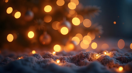 Theme Christmas background with glowing fairy lights bokehの素材