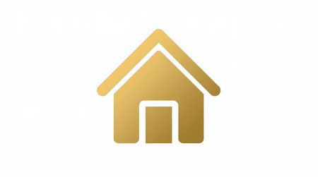 Minimal modern design of golden house icon isolated on white backgroundの素材