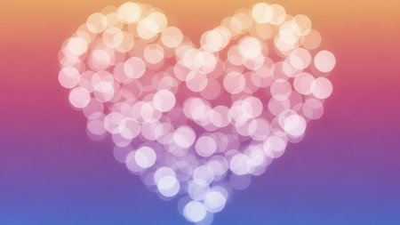 Theme Valentine's Day,Â Vibrant heart shaped bokeh lights on colorful gradient backgroundの素材