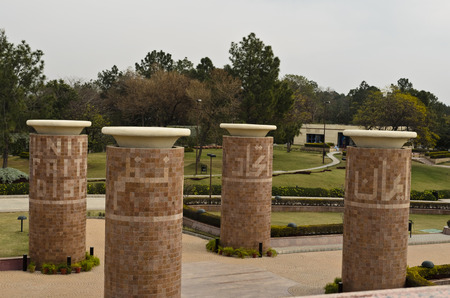 Four pillars at Pakistan Monument Islamabadのeditorial素材