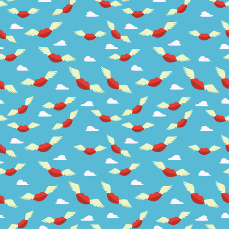 Flying kisses seamless patternの写真素材