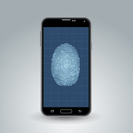 Fingerprint on smartphoneの写真素材