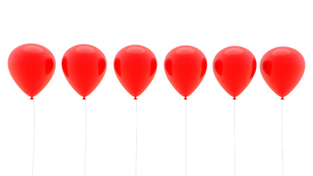 3d red balloons in a rowの写真素材