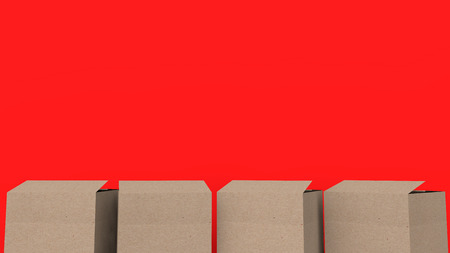3d cartons on red background