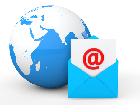 3d email envelope with globe