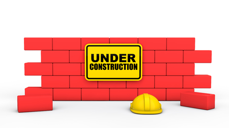 3d wall and under construction signの写真素材