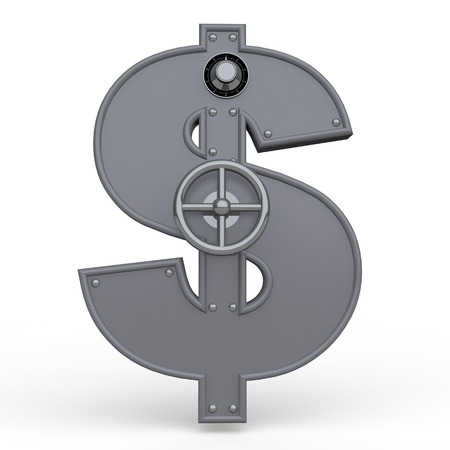 3d dollar symbol metal safeの写真素材