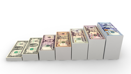 3d stacks of US dollar notesの写真素材
