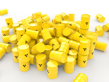 3d pile of radioactive waste barrelsの写真素材