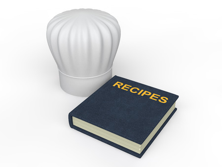 3d chef hat and recipes bookの写真素材