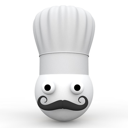 3d cartoon sphere with chef hatの写真素材