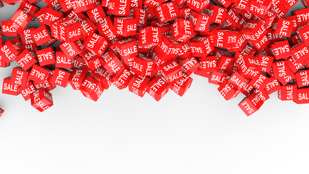 3d red sale cubes backgroundの写真素材