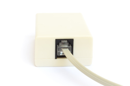 Closeup of phone cable in the splitterの写真素材