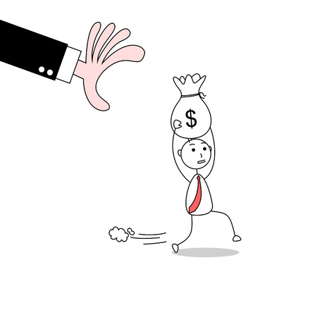 Hand trying to steal money from employeeの写真素材