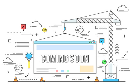 Website construction concept line style illustrationの写真素材