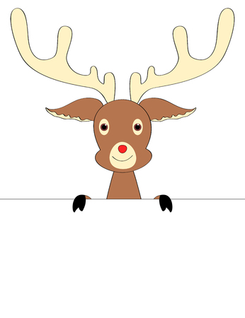 Cute Reindeer holding blank placardのイラスト素材
