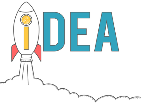 Idea launch concept with rocketのイラスト素材