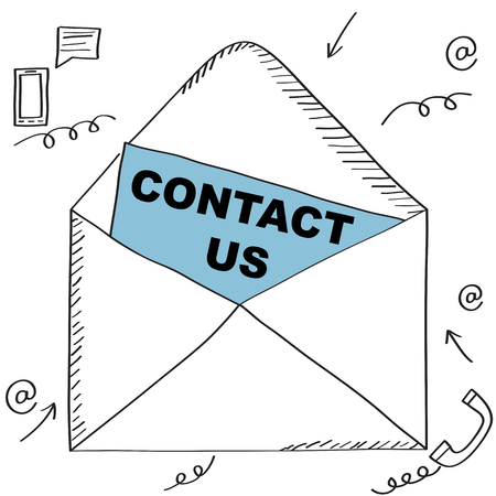 Sketch style contact us graphic design with paper in an envelopのイラスト素材