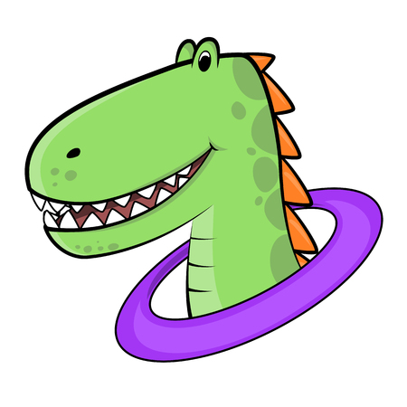 Cartoon dinosaur head popping out of a ringのイラスト素材