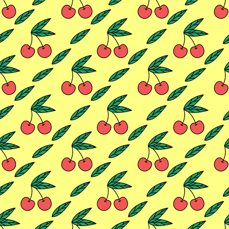 Cherry seamless pattern illustration.のイラスト素材