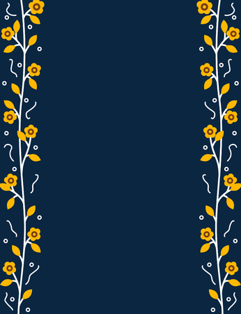 Decorative floral border with orange leaves and flowersのイラスト素材