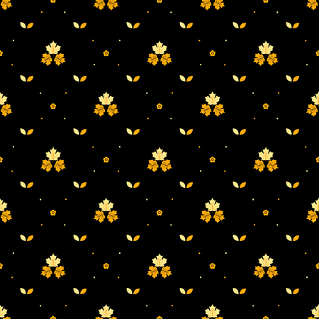 Autumn maples leaves and flowers seamless patternのイラスト素材