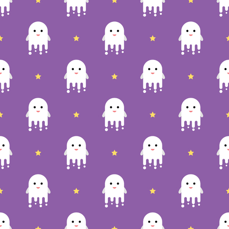 Cute ghosts halloween seamless patternのイラスト素材