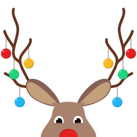 Reindeer or deer head with christmas decorationsのイラスト素材