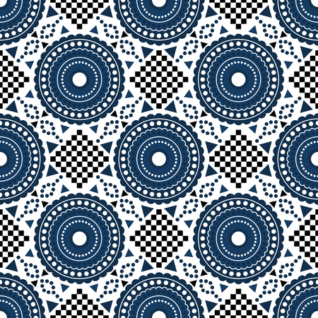 Geometric royal blue and white seamless patternのイラスト素材