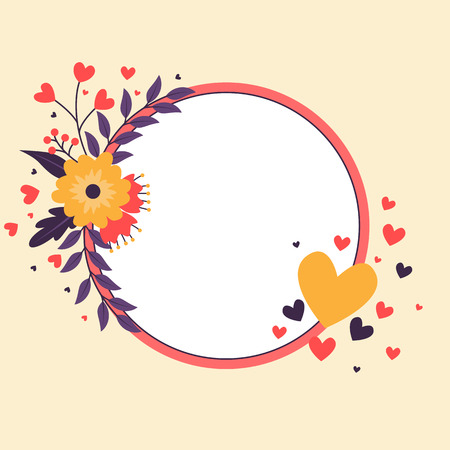 Romantic floral card banner with heart shapesのイラスト素材