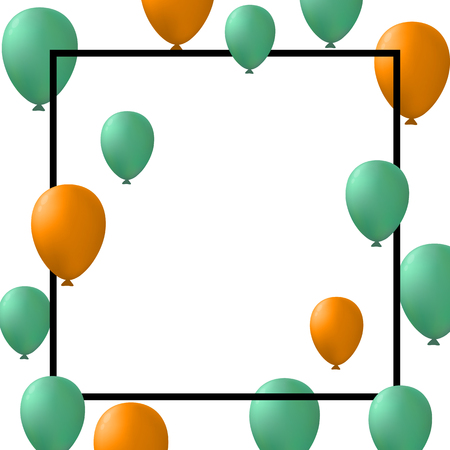 Green and orange balloons with black frameのイラスト素材