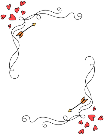 Doodle decorative heart shapes and arrows cardのイラスト素材