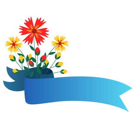 Spring themed floral ribbon bannerのイラスト素材