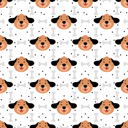 Cute puppy face seamless patternのイラスト素材