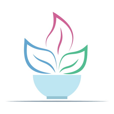 Bowl and leaves spa and beauty symbolのイラスト素材