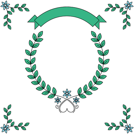 Floral decorative blank card with green leavesのイラスト素材