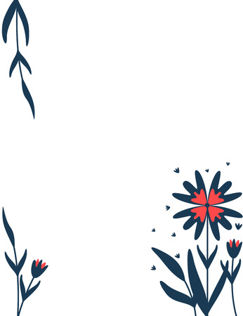 Floral border background with navy blue flowersのイラスト素材