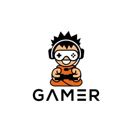 CUTE GEEK GAMER DESIGN VECTOR LOGOのイラスト素材