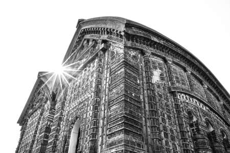 old red clay temple artwork is showing on the wall of temples of bengal - bishnupur, bankura, india : 10/10/2018のeditorial素材